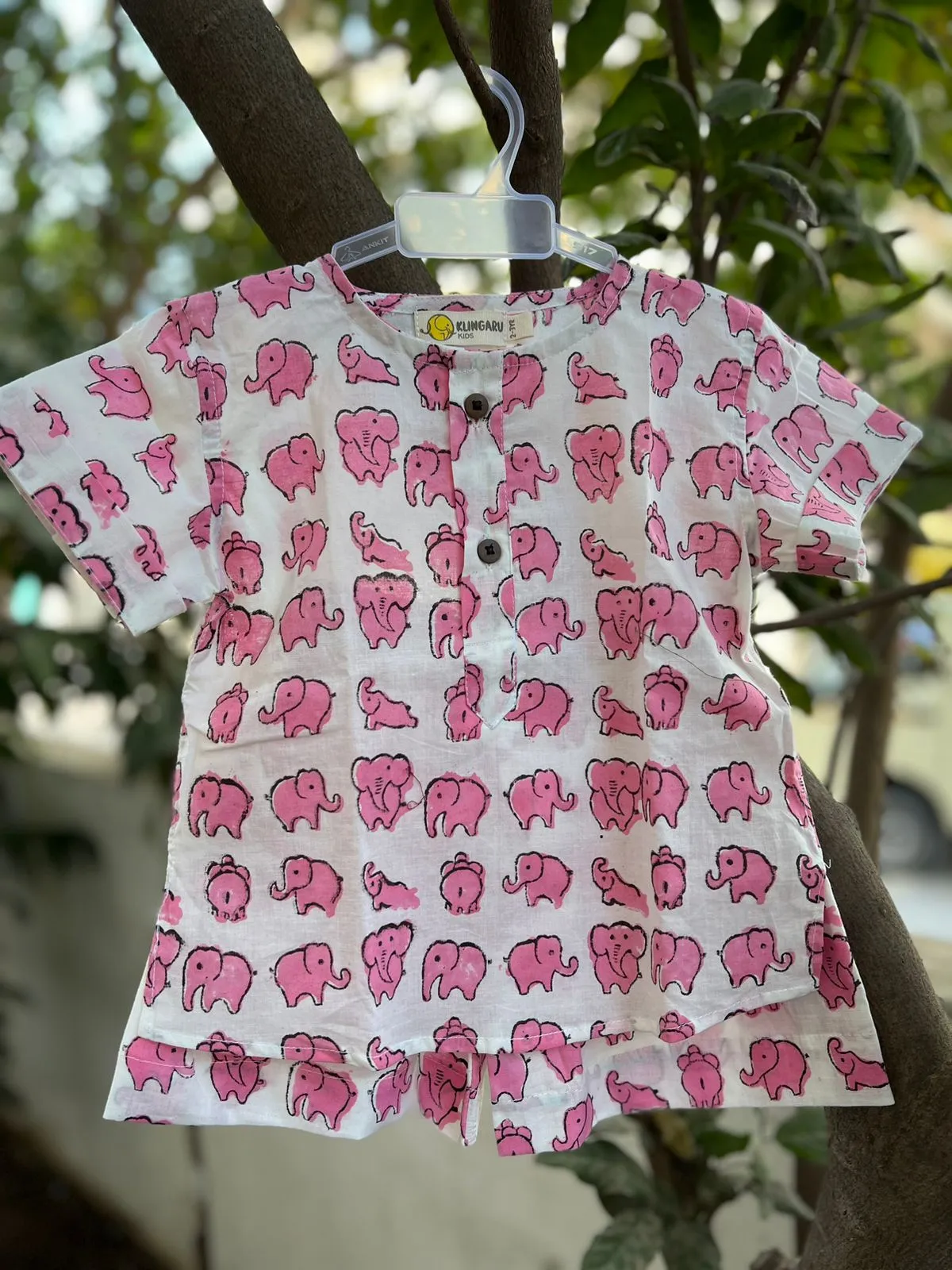 Klingaru Summer Short Set -  Pink on White Ellies