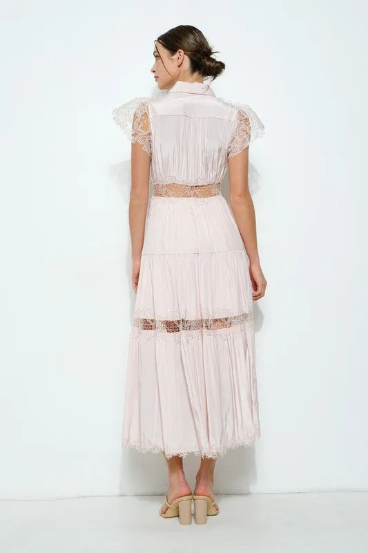 Lace Panel Tiered Maxi Dress (2 Color Ways)