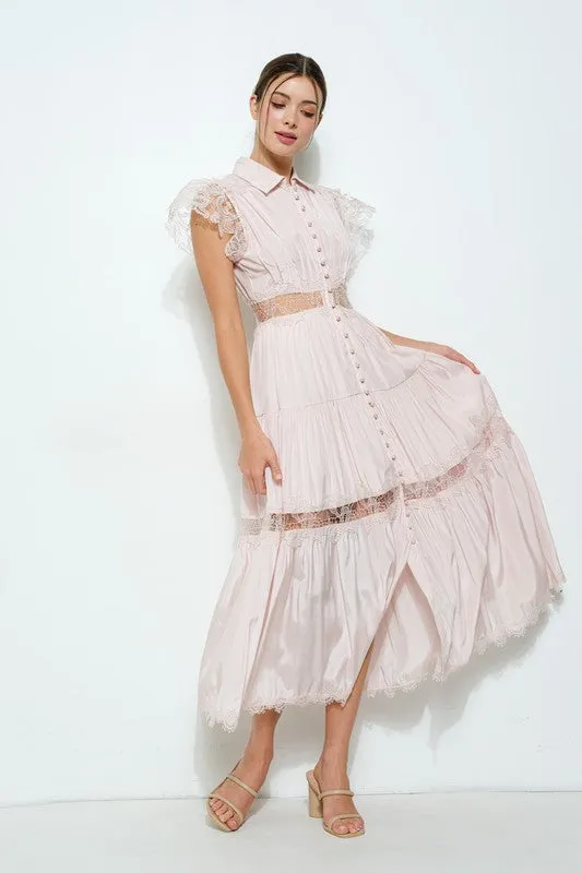 Lace Panel Tiered Maxi Dress (2 Color Ways)