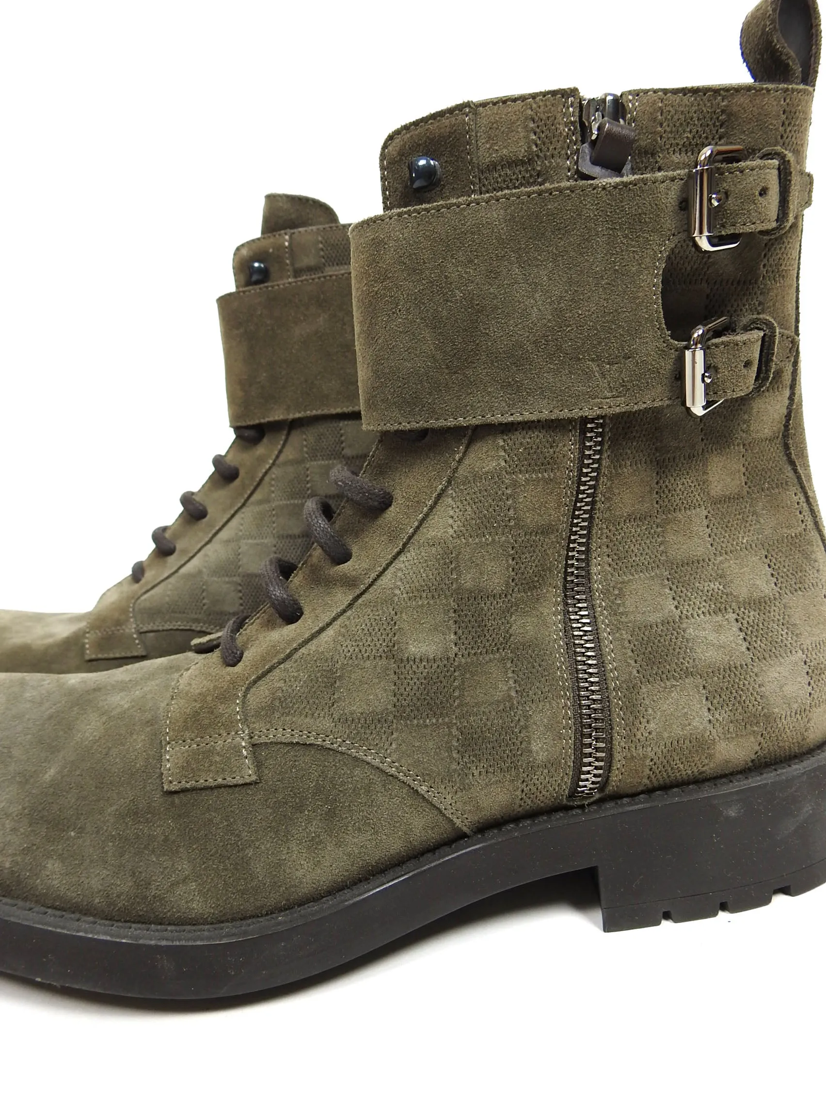 Louis Vuitton Suede Combat Boots Size 11