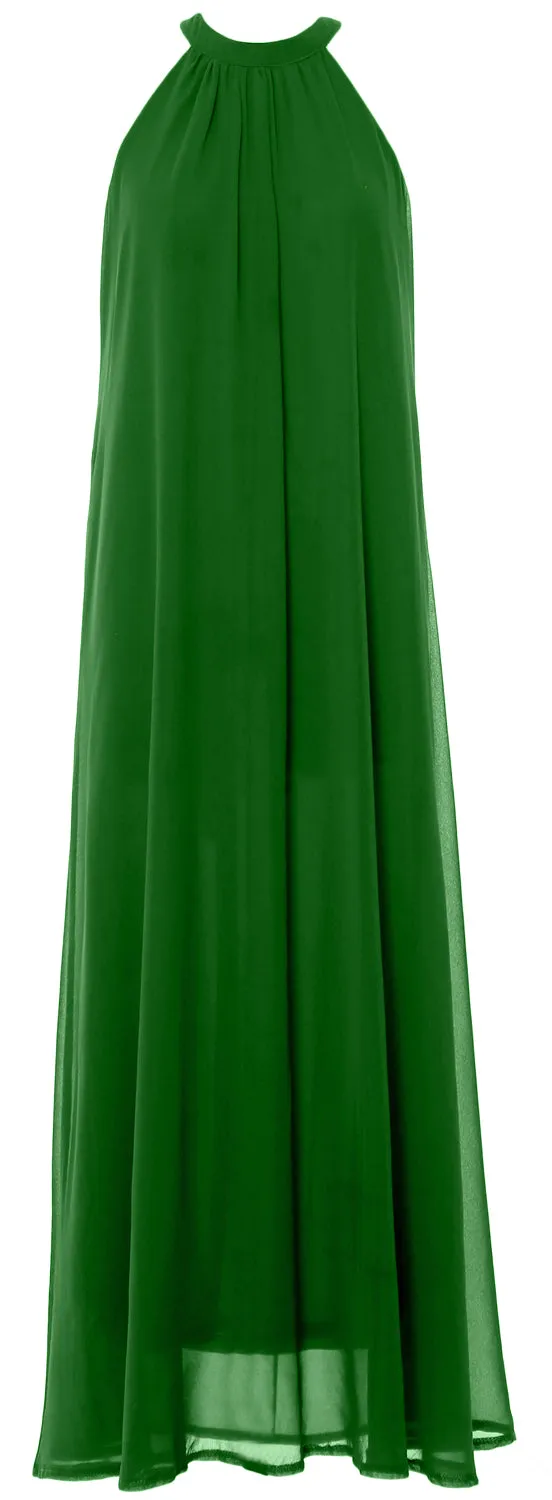 MACloth Women Halter Chiffon Long Wedding Party Bridesmaid Dresses Mother