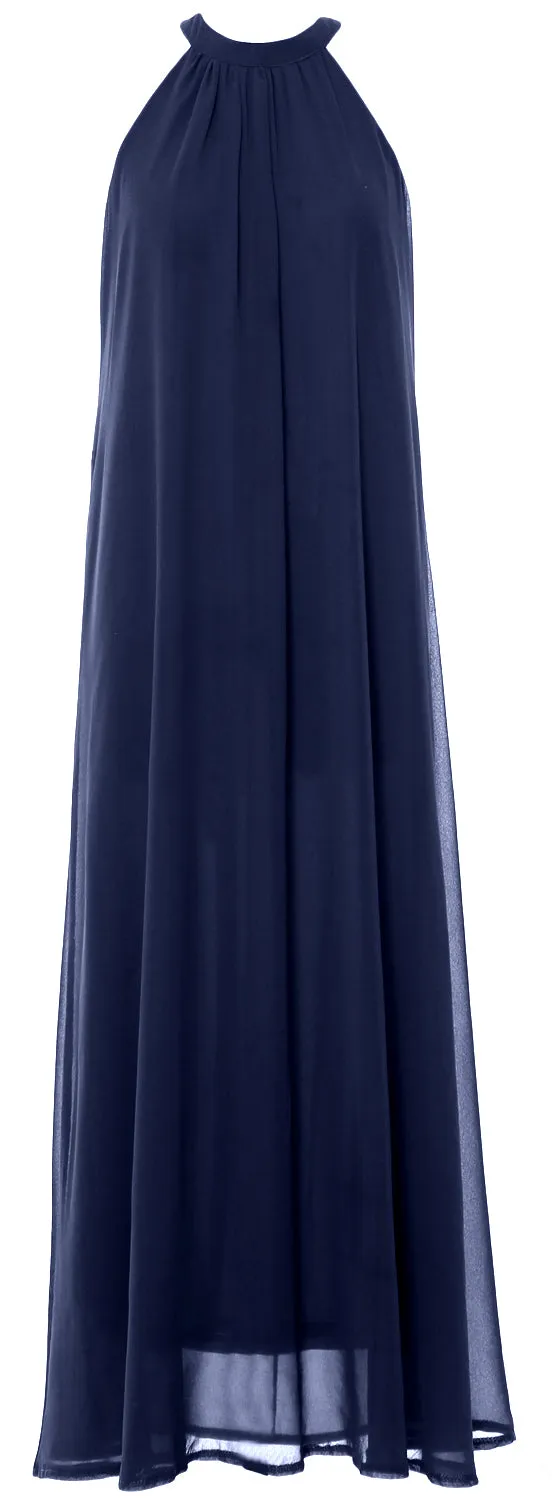 MACloth Women Halter Chiffon Long Wedding Party Bridesmaid Dresses Mother