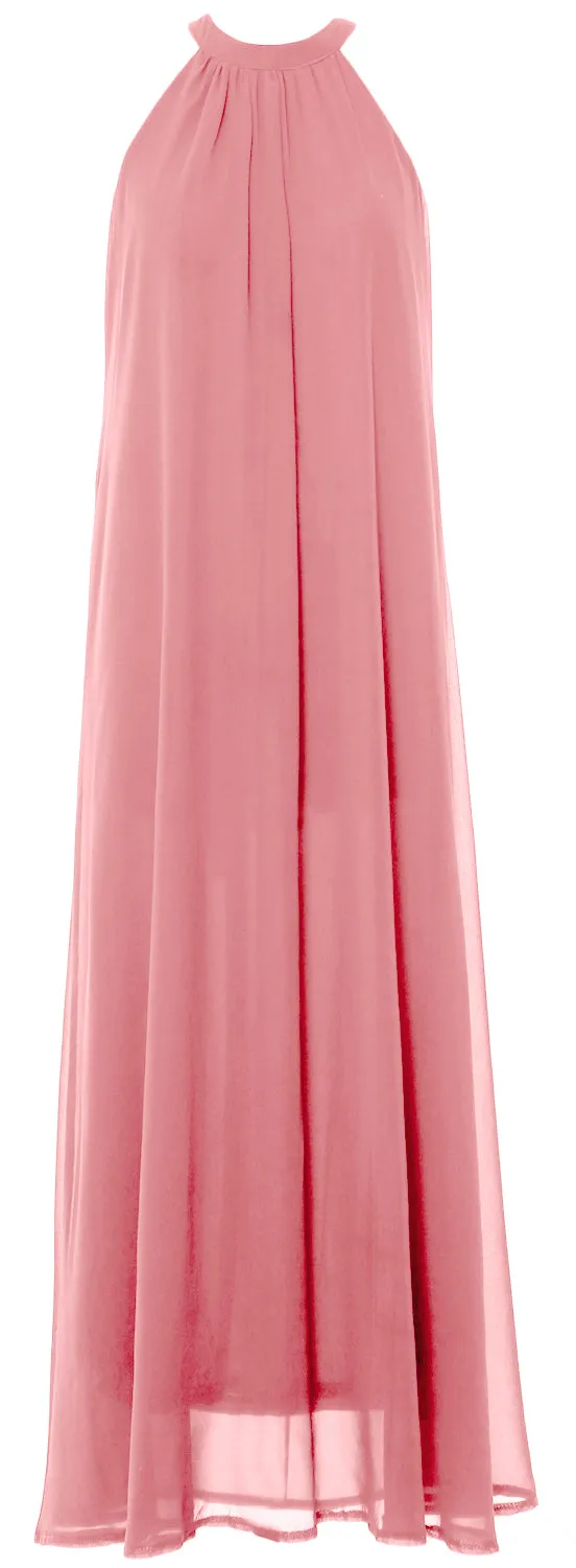 MACloth Women Halter Chiffon Long Wedding Party Bridesmaid Dresses Mother