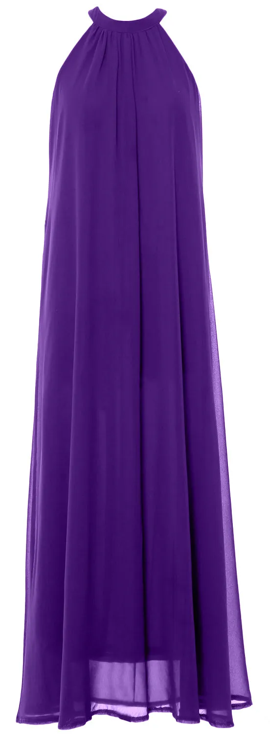 MACloth Women Halter Chiffon Long Wedding Party Bridesmaid Dresses Mother