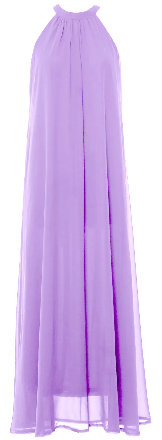MACloth Women Halter Chiffon Long Wedding Party Bridesmaid Dresses Mother