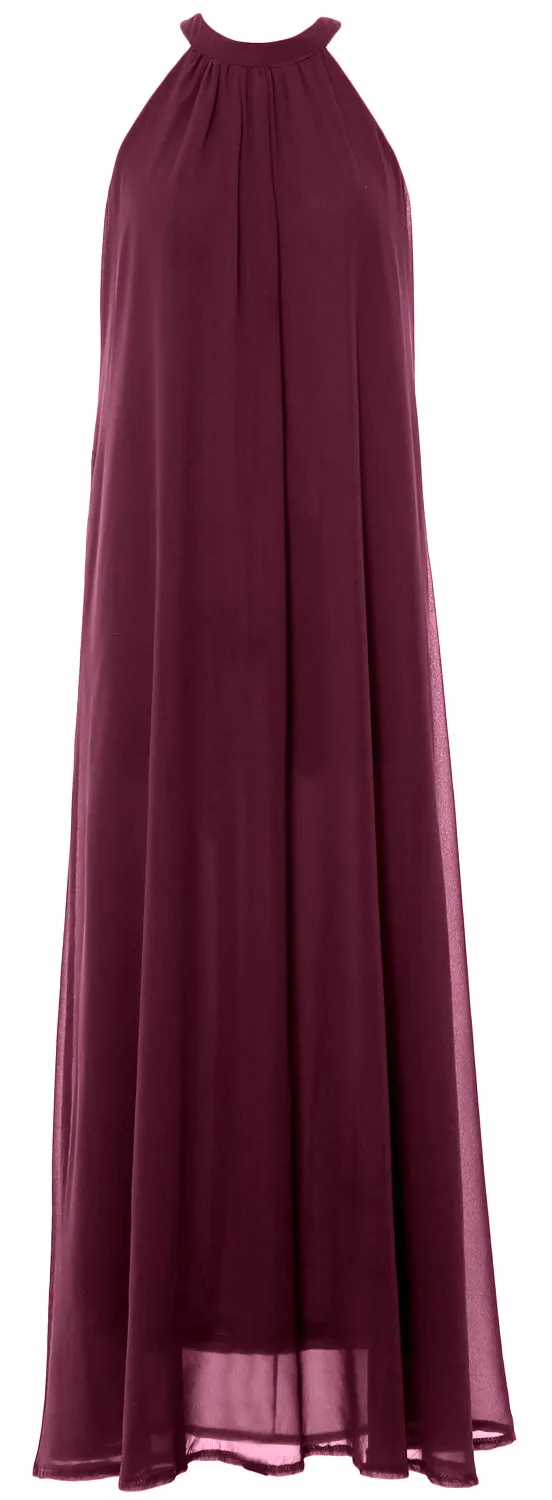 MACloth Women Halter Chiffon Long Wedding Party Bridesmaid Dresses Mother