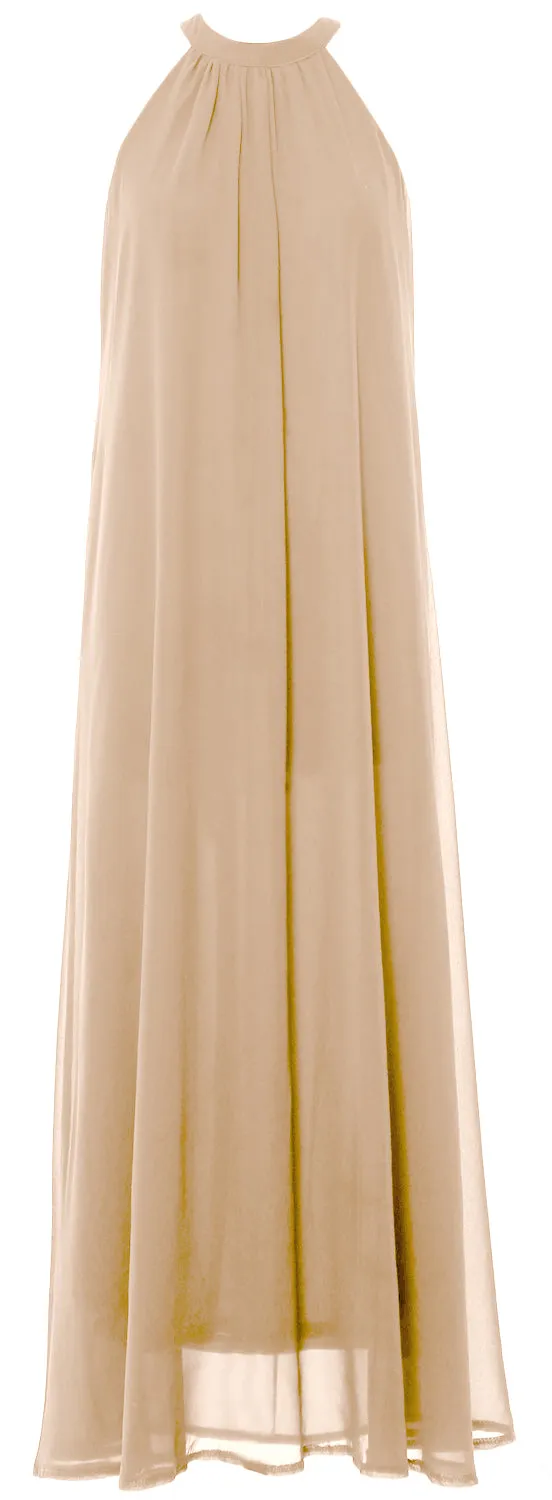 MACloth Women Halter Chiffon Long Wedding Party Bridesmaid Dresses Mother