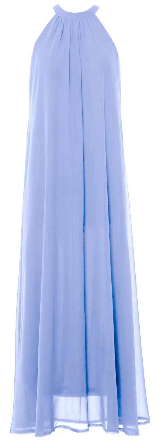 MACloth Women Halter Chiffon Long Wedding Party Bridesmaid Dresses Mother