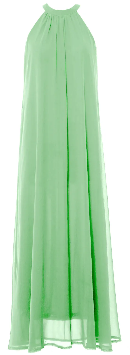 MACloth Women Halter Chiffon Long Wedding Party Bridesmaid Dresses Mother