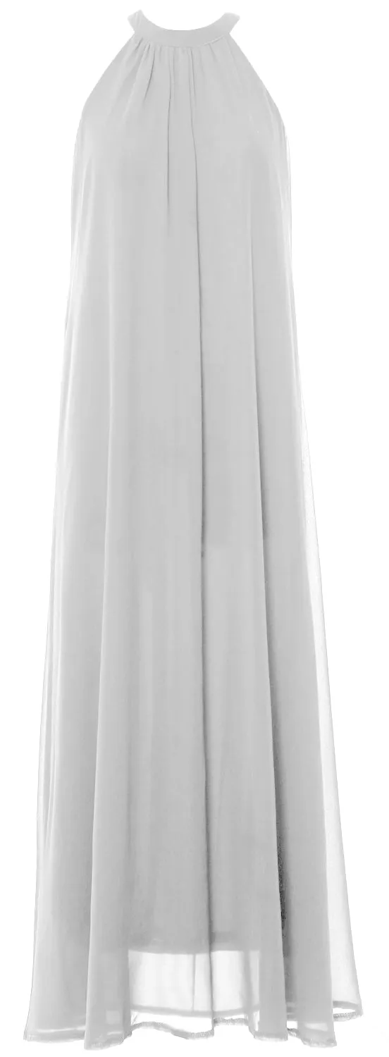 MACloth Women Halter Chiffon Long Wedding Party Bridesmaid Dresses Mother