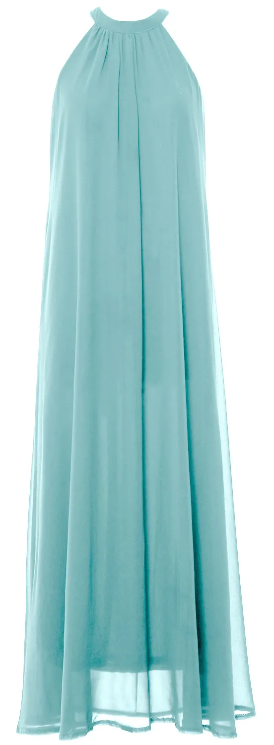 MACloth Women Halter Chiffon Long Wedding Party Bridesmaid Dresses Mother