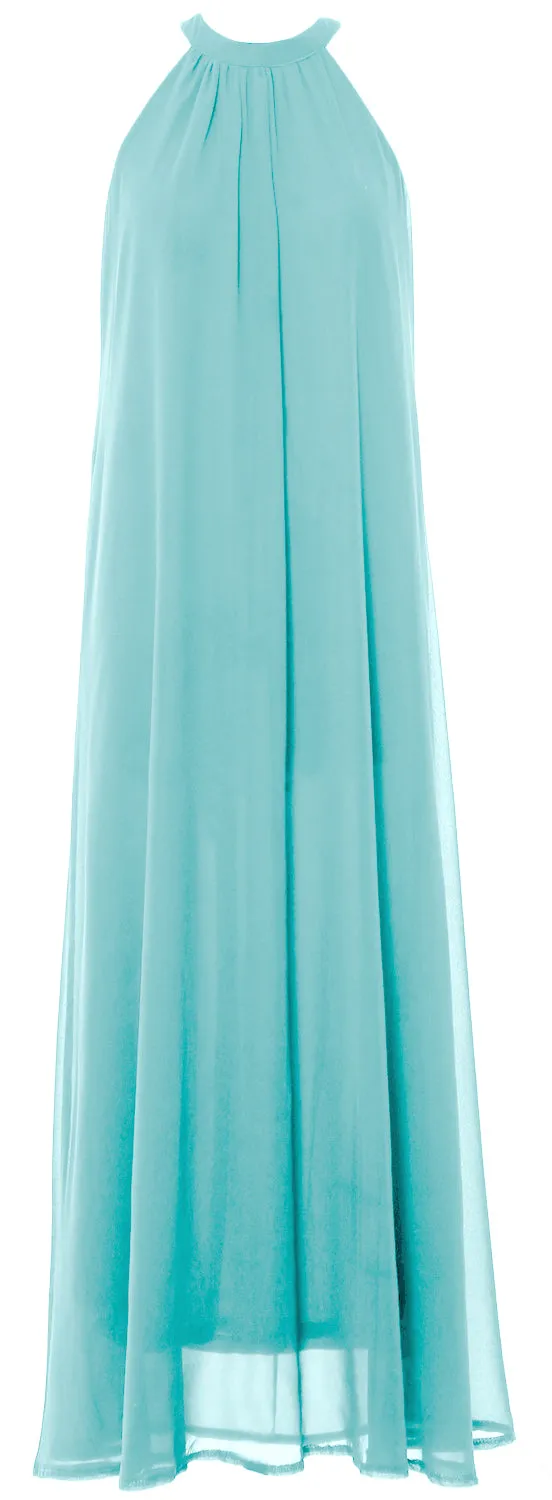 MACloth Women Halter Chiffon Long Wedding Party Bridesmaid Dresses Mother