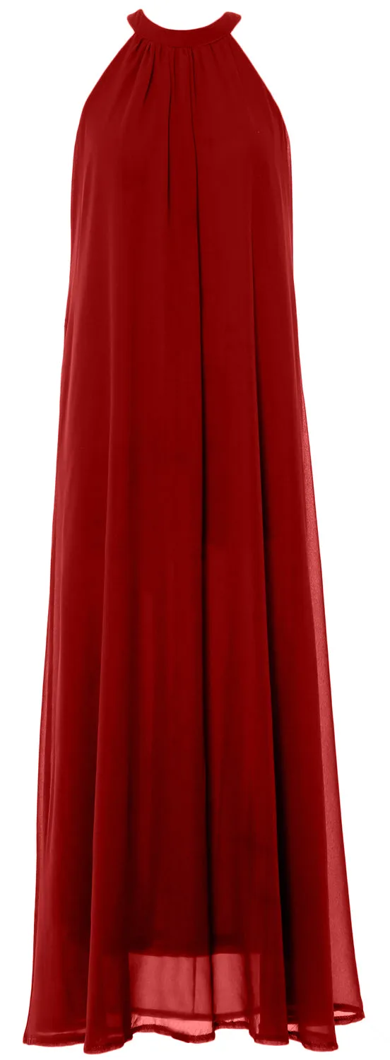 MACloth Women Halter Chiffon Long Wedding Party Bridesmaid Dresses Mother