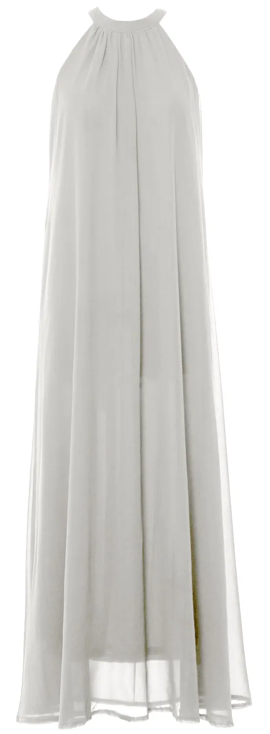 MACloth Women Halter Chiffon Long Wedding Party Bridesmaid Dresses Mother