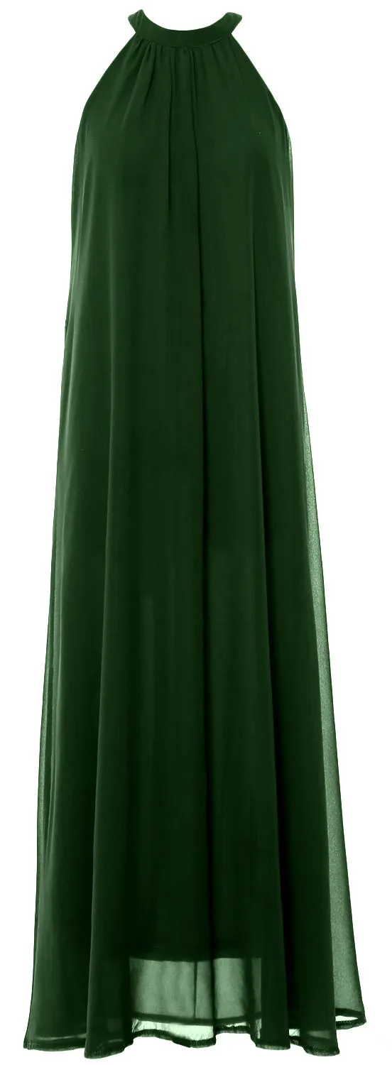 MACloth Women Halter Chiffon Long Wedding Party Bridesmaid Dresses Mother