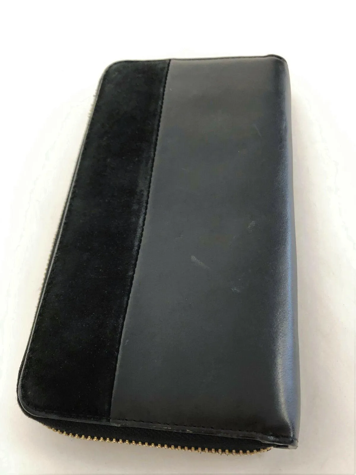 Maje Continental Zip Around Wallet Gita Black Leather & Suede