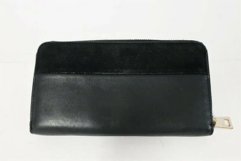 Maje Continental Zip Around Wallet Gita Black Leather & Suede