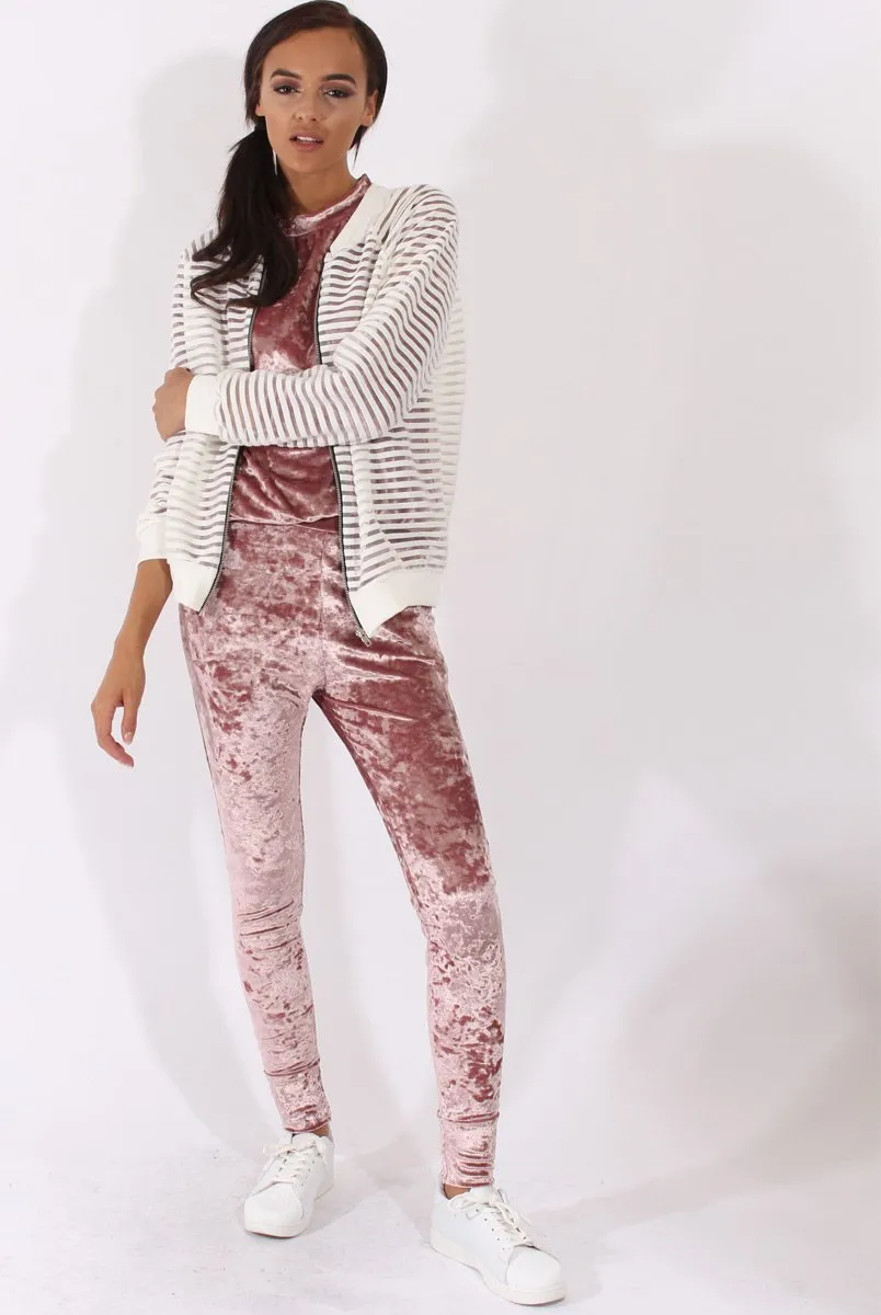 Mauve Crushed Velvet Tracksuit - Romy