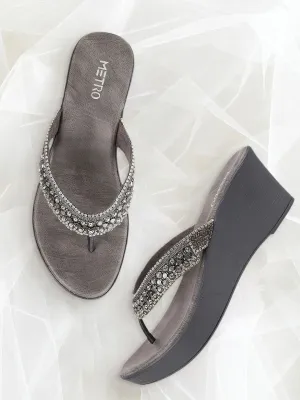 Metro Grey Wedge Sandals