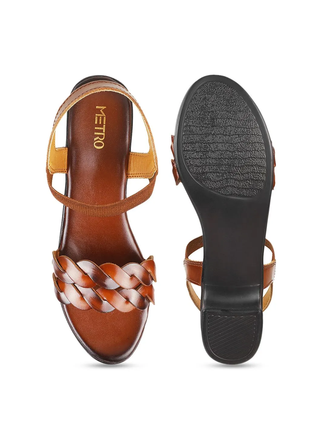 Metro Tan Leather Block Sandals