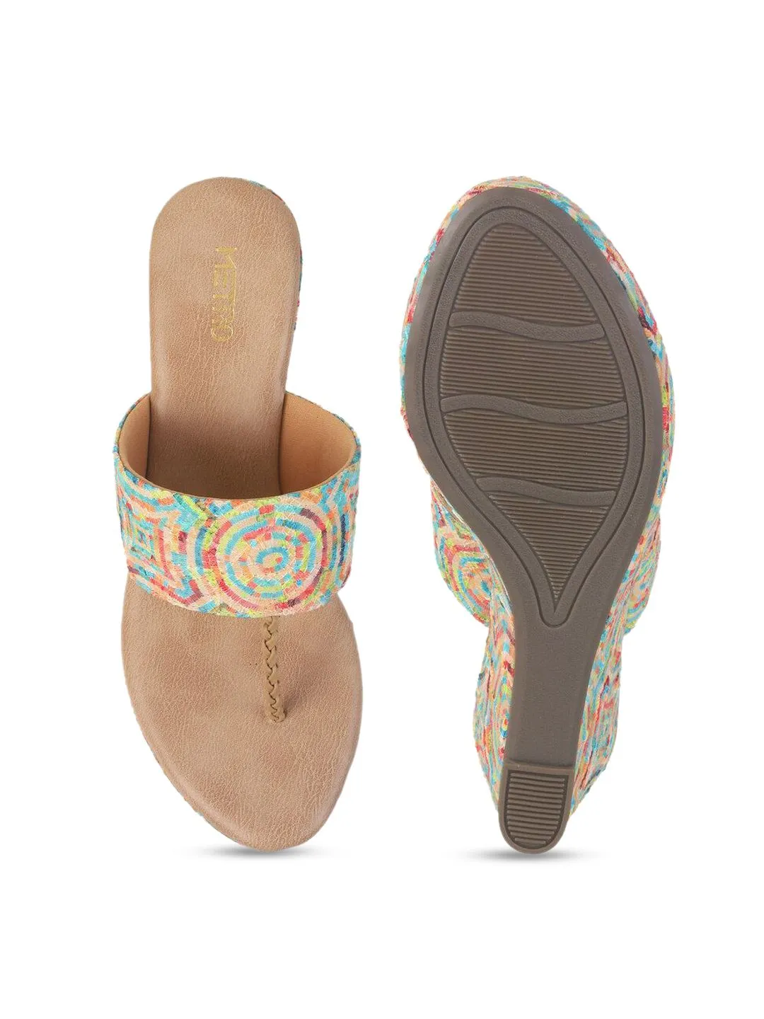 Metro Women Woven Design Wedge Sandals