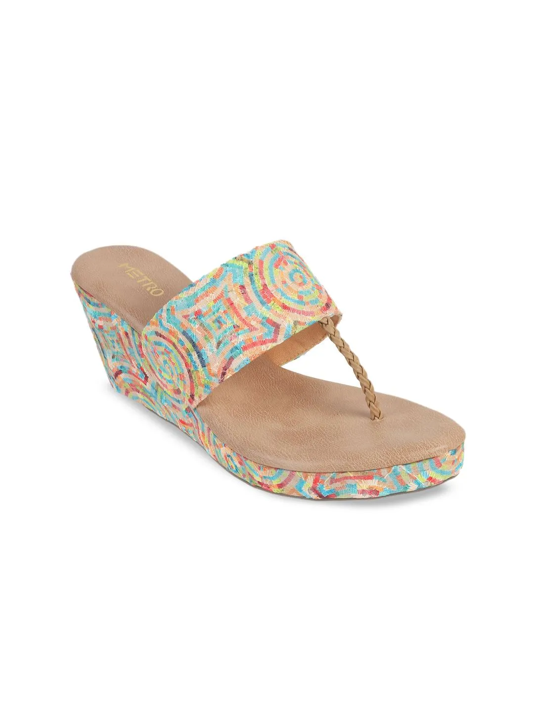 Metro Women Woven Design Wedge Sandals