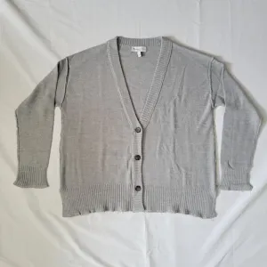 Michael Stars Gray Chewed Hems Button Up Cardigan Sweater Size Small