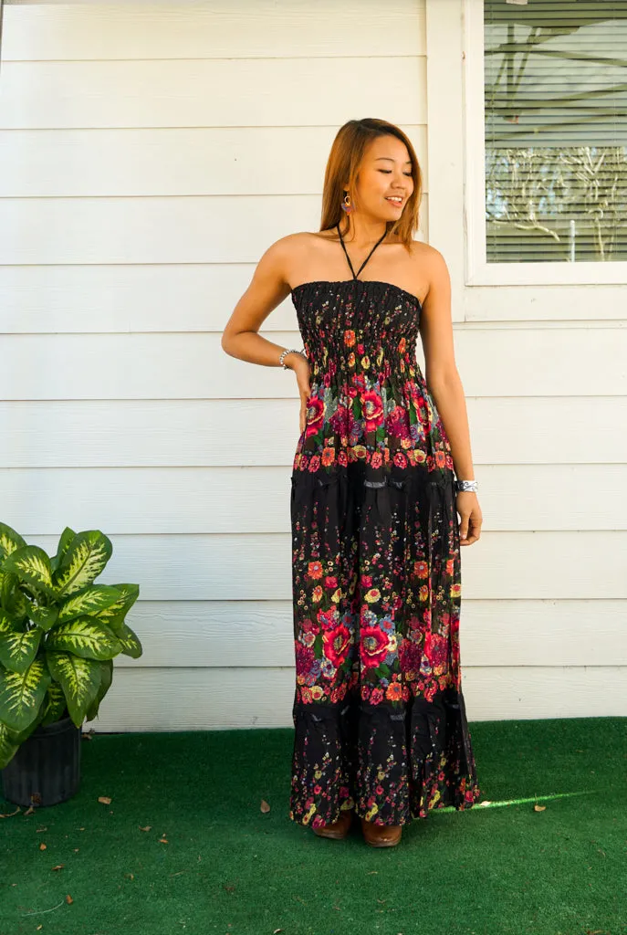 Midnight Bloom Tiered SunDress Maxi Dress