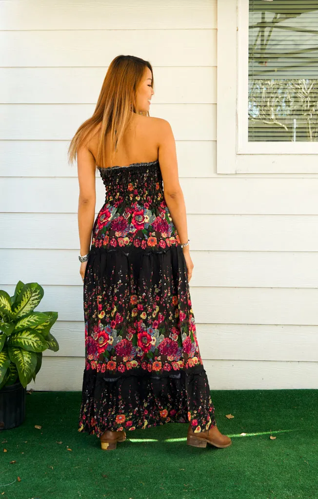 Midnight Bloom Tiered SunDress Maxi Dress