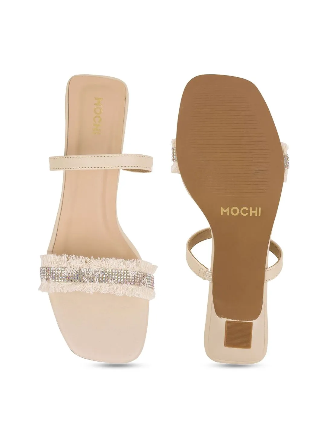 Mochi Women Embellished Open Toe Block Sandals