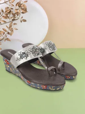 Mochi Women Embellished Wedge Heels Sandals