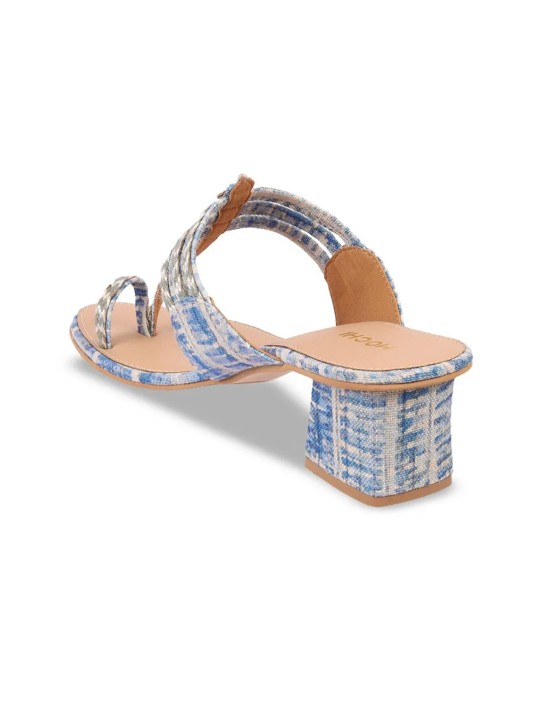 Mochi Women Woven Design Block Heel Sandals