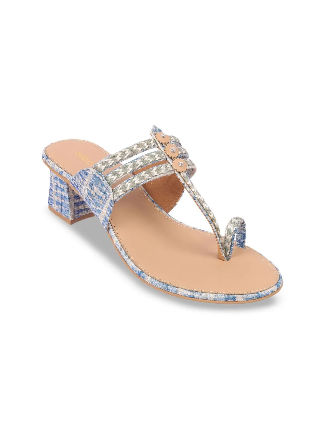 Mochi Women Woven Design Block Heel Sandals