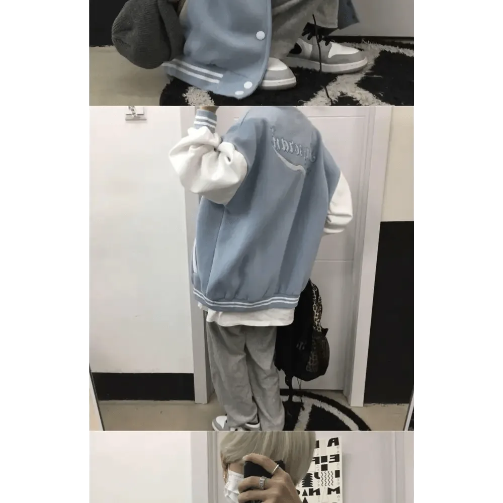New Elegance Spring Autumn Coat Baseball Bomber Jacket Loose Letter R Men Women Couples Tops Plus Size Jackets Streetwear