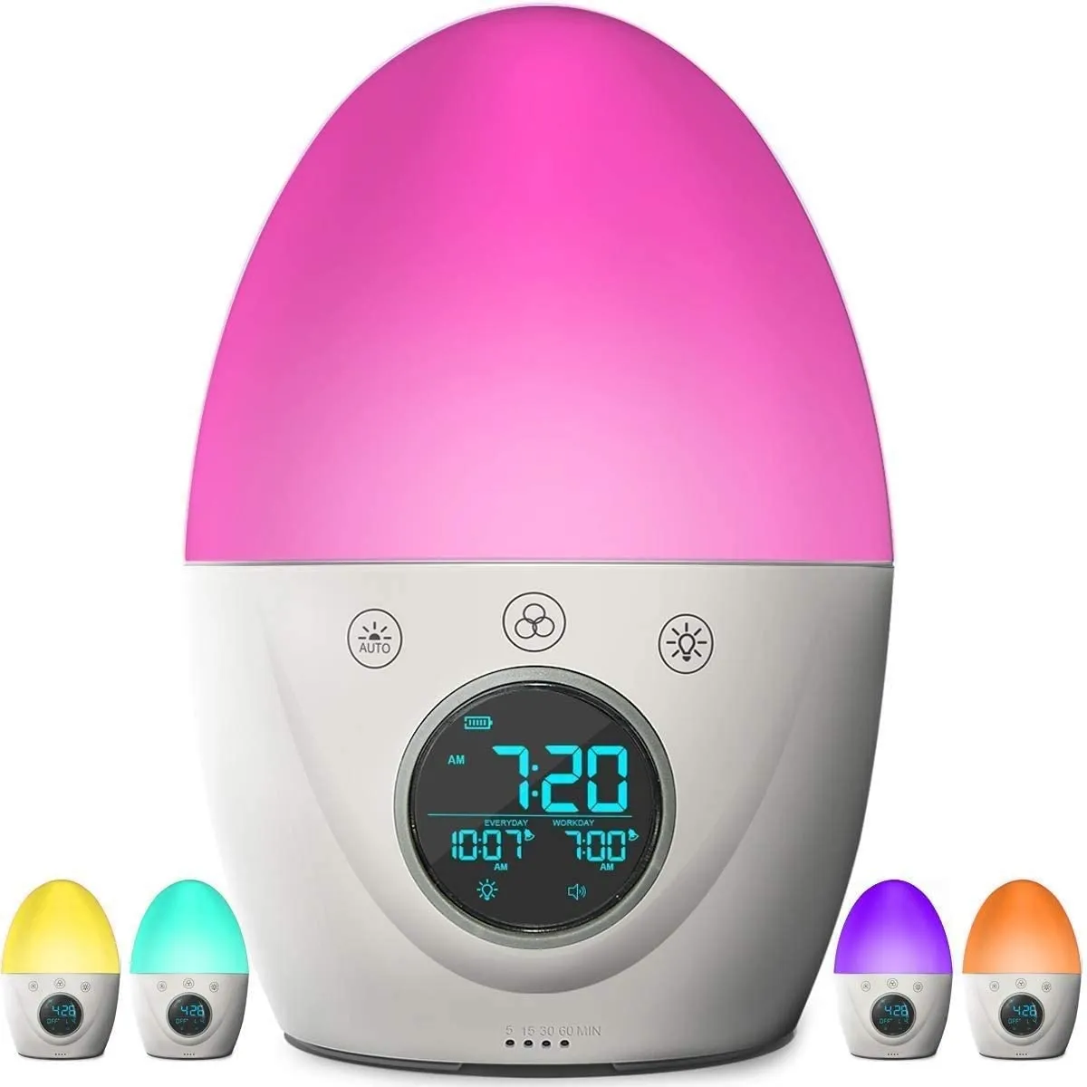 New in box! FiveHome Kids Alarm Clock, Children's Sleep Trainer, 7 Color Wake Up Light & Night Light, Sleep Timer -Teaches Child When Fine to Wake Up