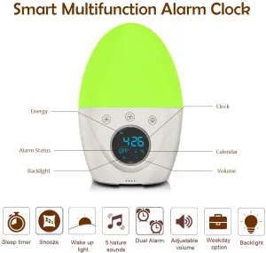 New in box! FiveHome Kids Alarm Clock, Children's Sleep Trainer, 7 Color Wake Up Light & Night Light, Sleep Timer -Teaches Child When Fine to Wake Up