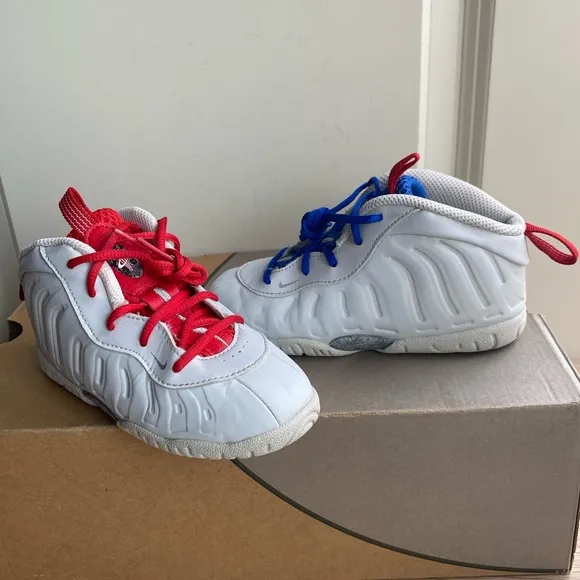 Nike Foamposite Toddler Red\ Blue Sneakers - SZ 10 C