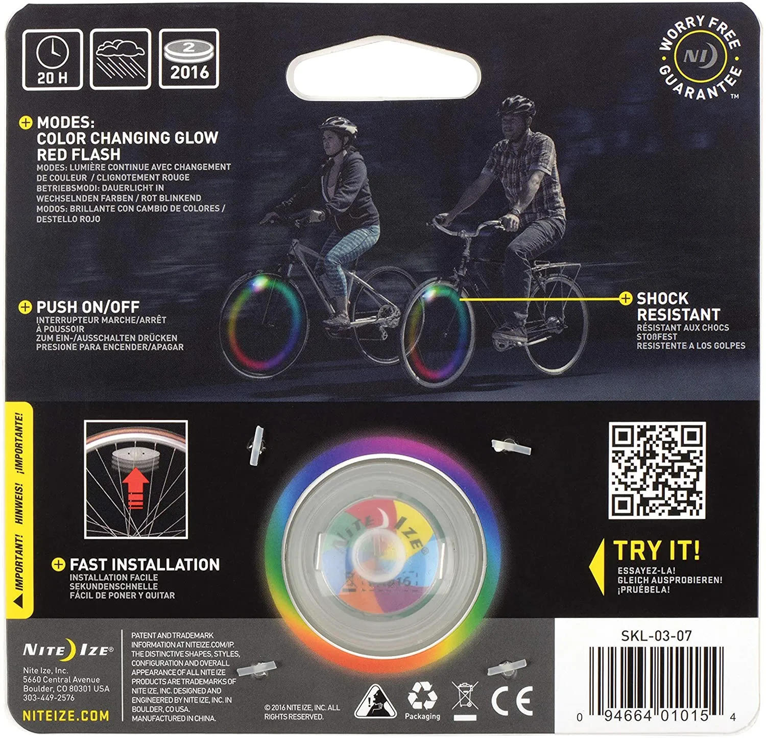 NiteIze - SpokeLit LED Bike Wheel Light - Disc-O - 1 Pack