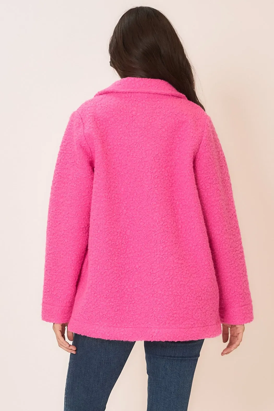 Notched Lapel Pile Fleece Sherpa Pea Coat by Cozy Co
