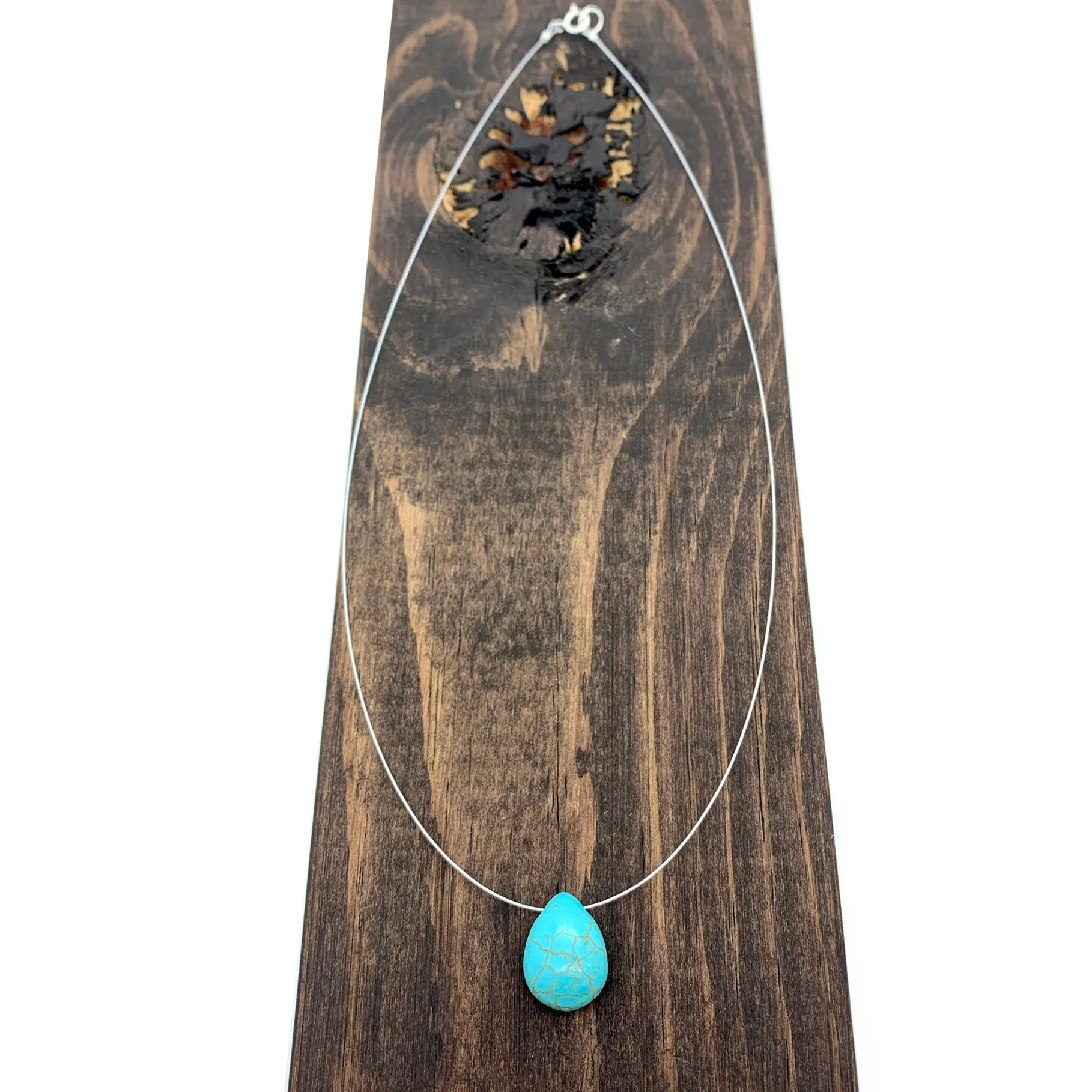 Pearly Turquoise Teardrop Necklace