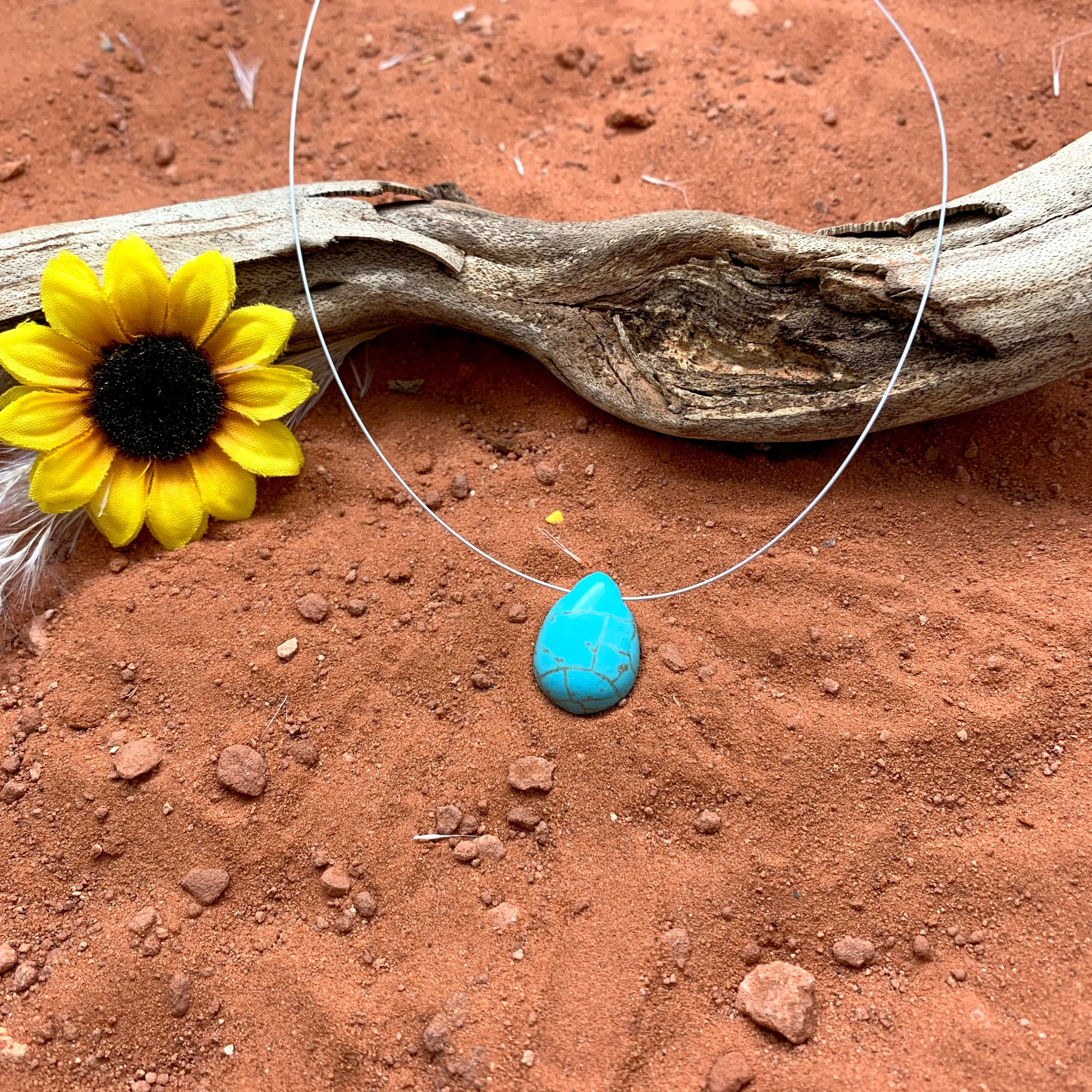 Pearly Turquoise Teardrop Necklace