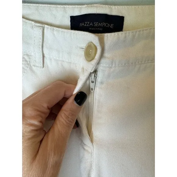 Piazza Sempione Shorts Women Size 4 White Cotton Italian Bermuda Walking Preppy