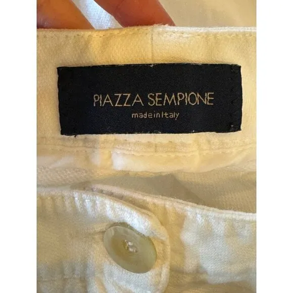 Piazza Sempione Shorts Women Size 4 White Cotton Italian Bermuda Walking Preppy