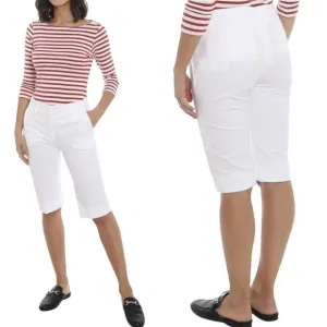 Piazza Sempione Shorts Women Size 4 White Cotton Italian Bermuda Walking Preppy