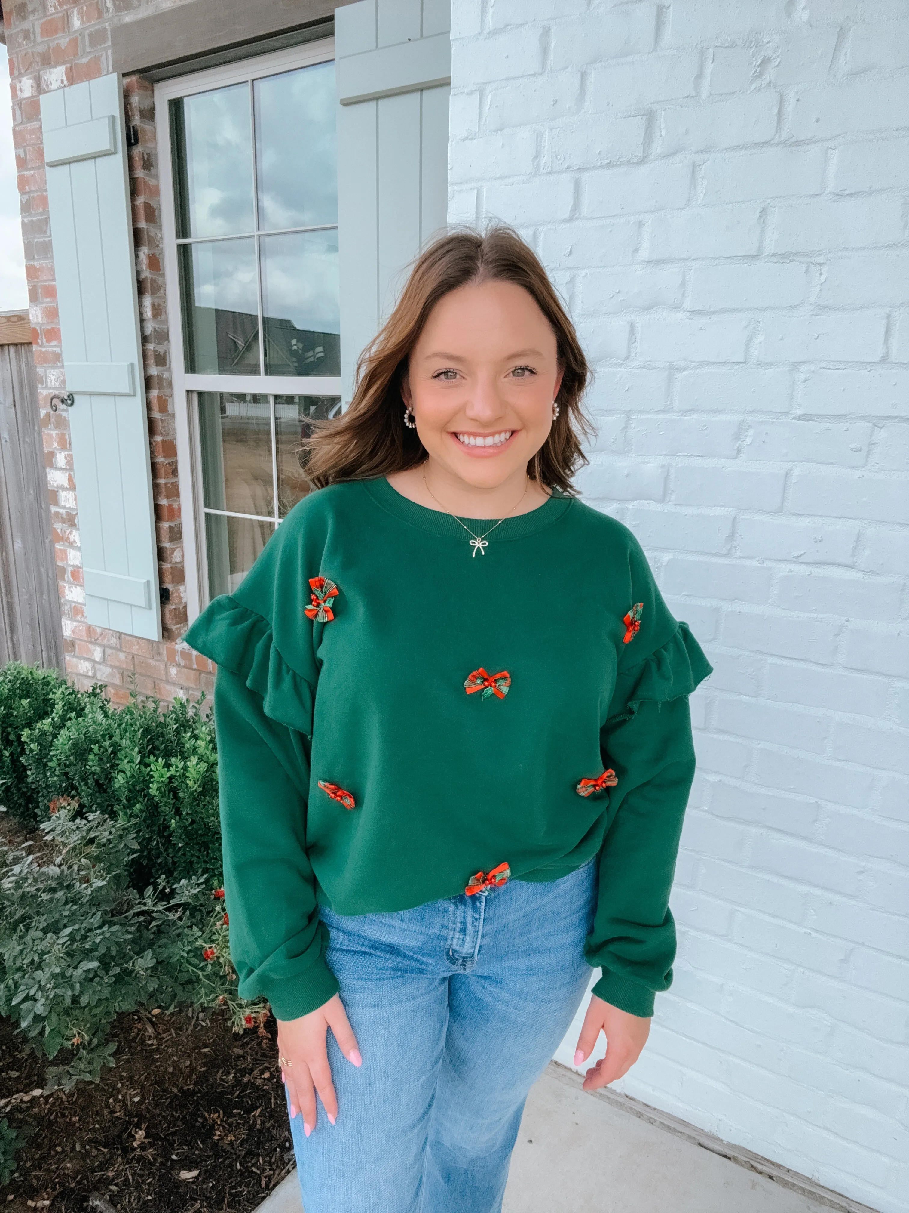 Plaid Bow Sweatshirt