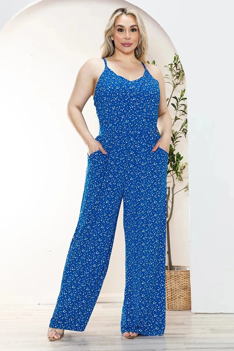 Plus Size Sleeveless Ruching Ditsy Print Jumper