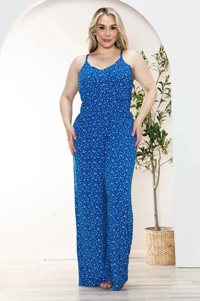 Plus Size Sleeveless Ruching Ditsy Print Jumper