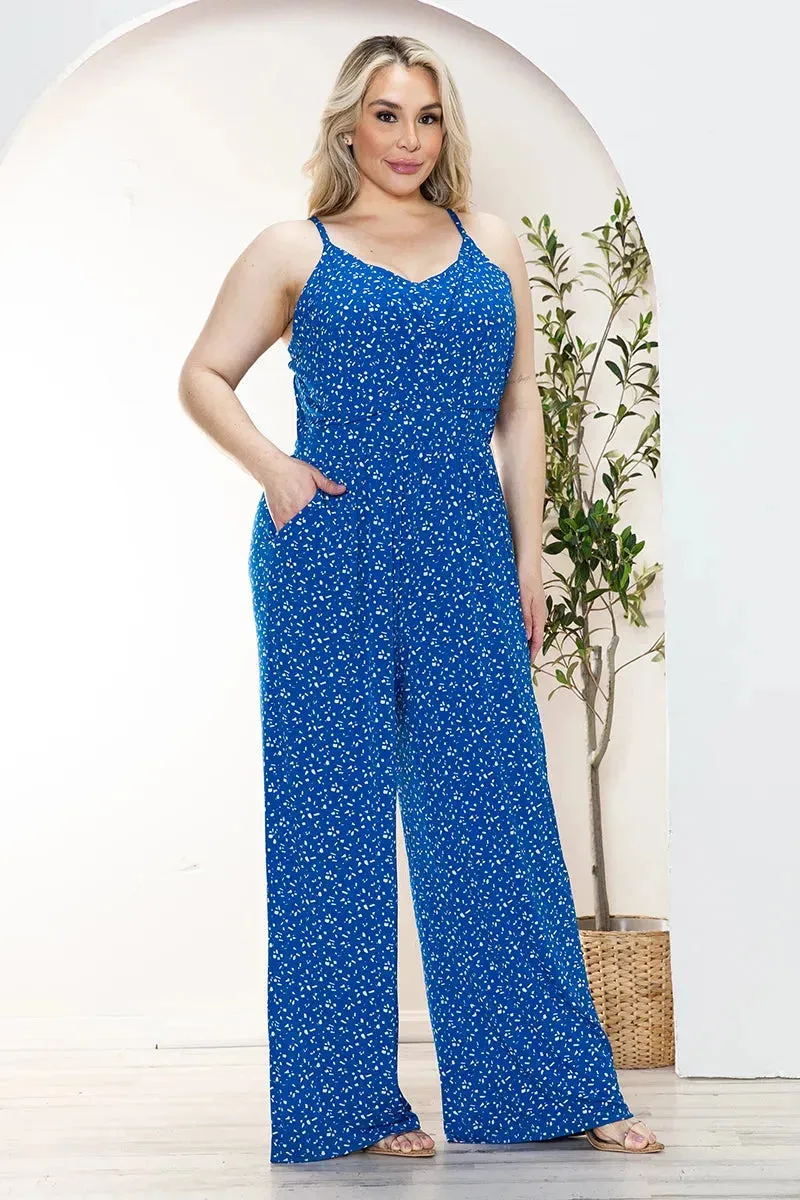 Plus Size Sleeveless Ruching Ditsy Print Jumper