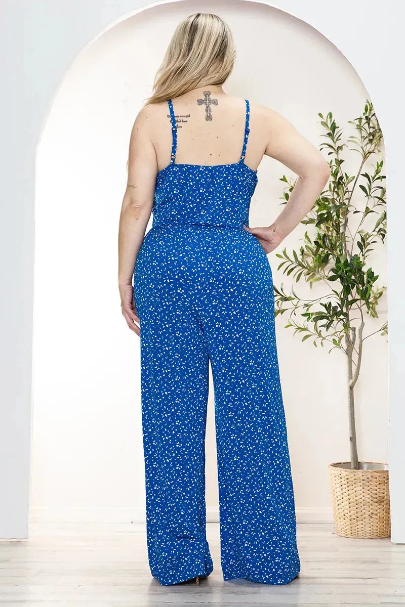 Plus Size Sleeveless Ruching Ditsy Print Jumper
