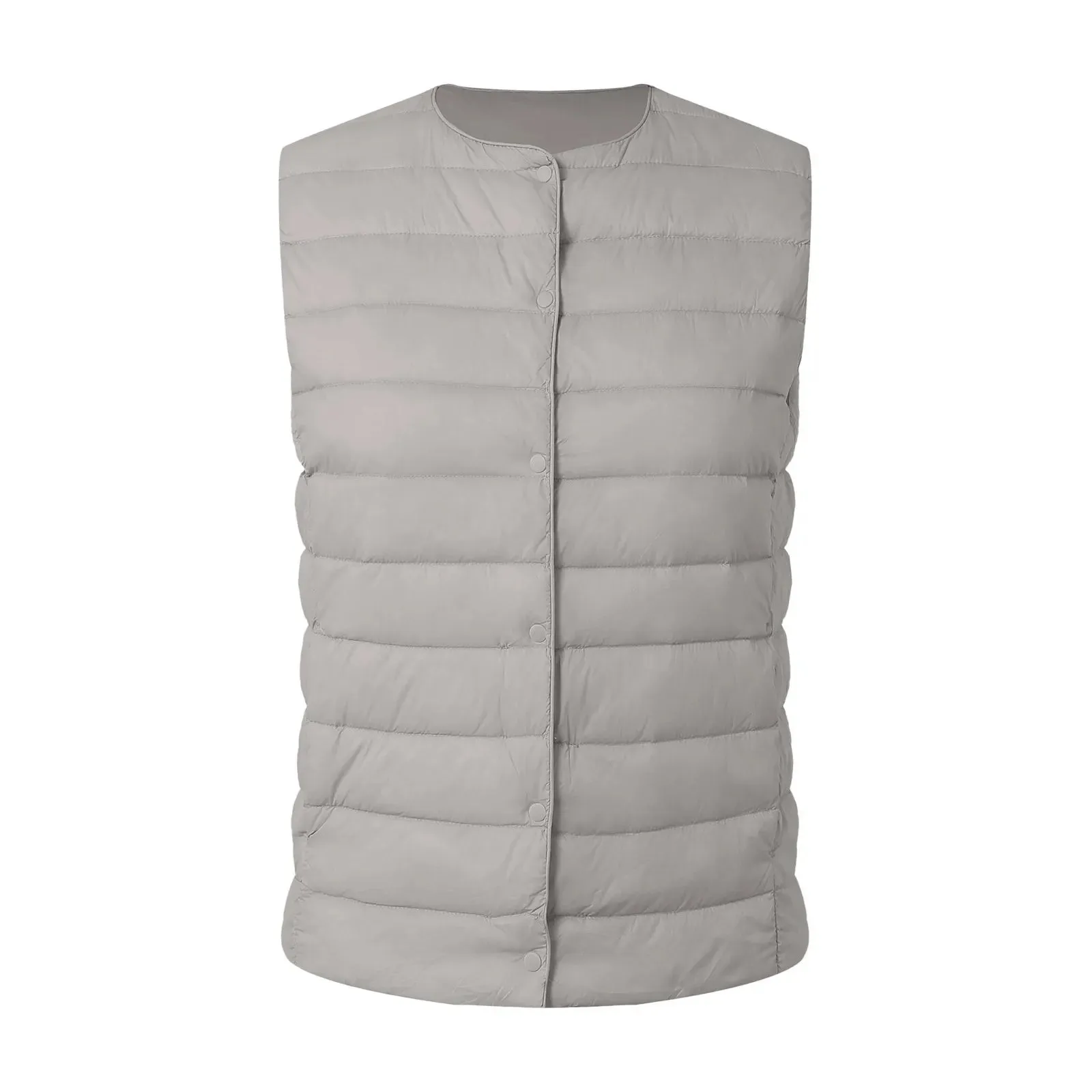 Plus Size Vest Women Collarless Down Light Autumn And Winter Jacket Inner Wear Long Plaid Tunic Coats зимняя куртка женская